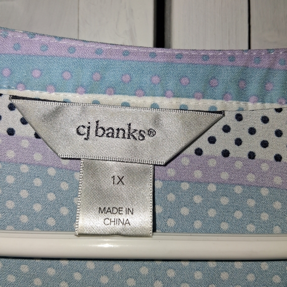 CJ Banks Sleeveless Striped Blouse - Navy, White, Light Blue, Pink - Picture 2 of 4